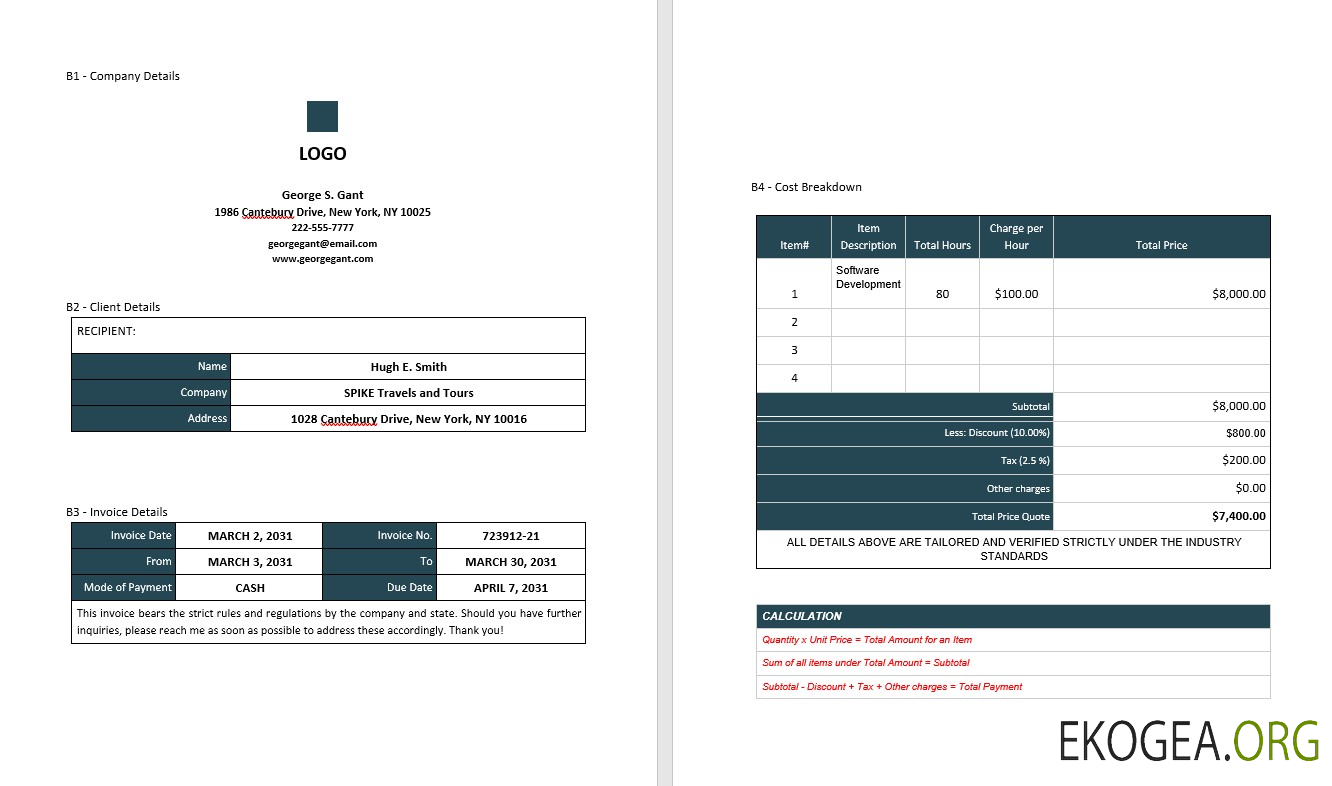 Exemple de modèle de facture pour indépendant